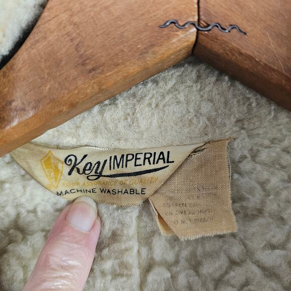 Men's barn jacket VTG Key Imperial thrashed denim faux sheepskin XL - Picture 3 of 10